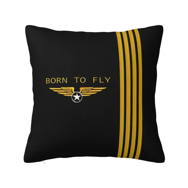 Born To Fly Flight Pilot Pillowcase Square Pillow Case 18x18 Inches Aviation Aviator Soft Cozy Cushion Cover Home Office Decor
