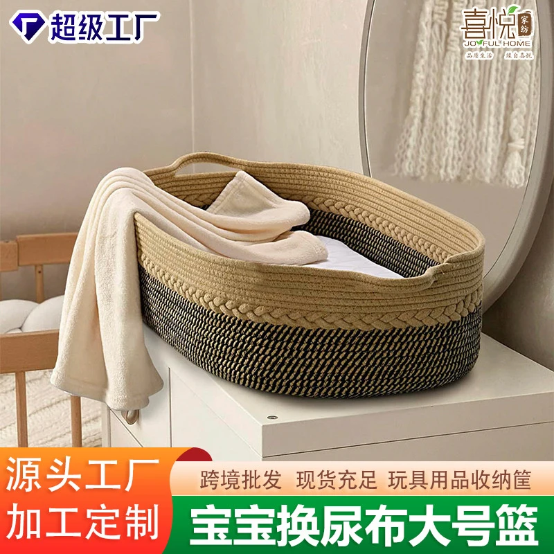 

Multifunctional Mommy Bag Cotton Rope Diaper Bag Travel Portable Handbag Multifunctional Baby Products Organizer Basket Items