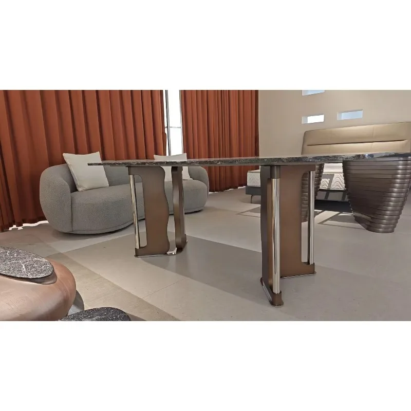 طاولة طعام رخامية فاخرة بتصميم حديث، شقة فيلا منزلية، أثاث داخلي جديد #4