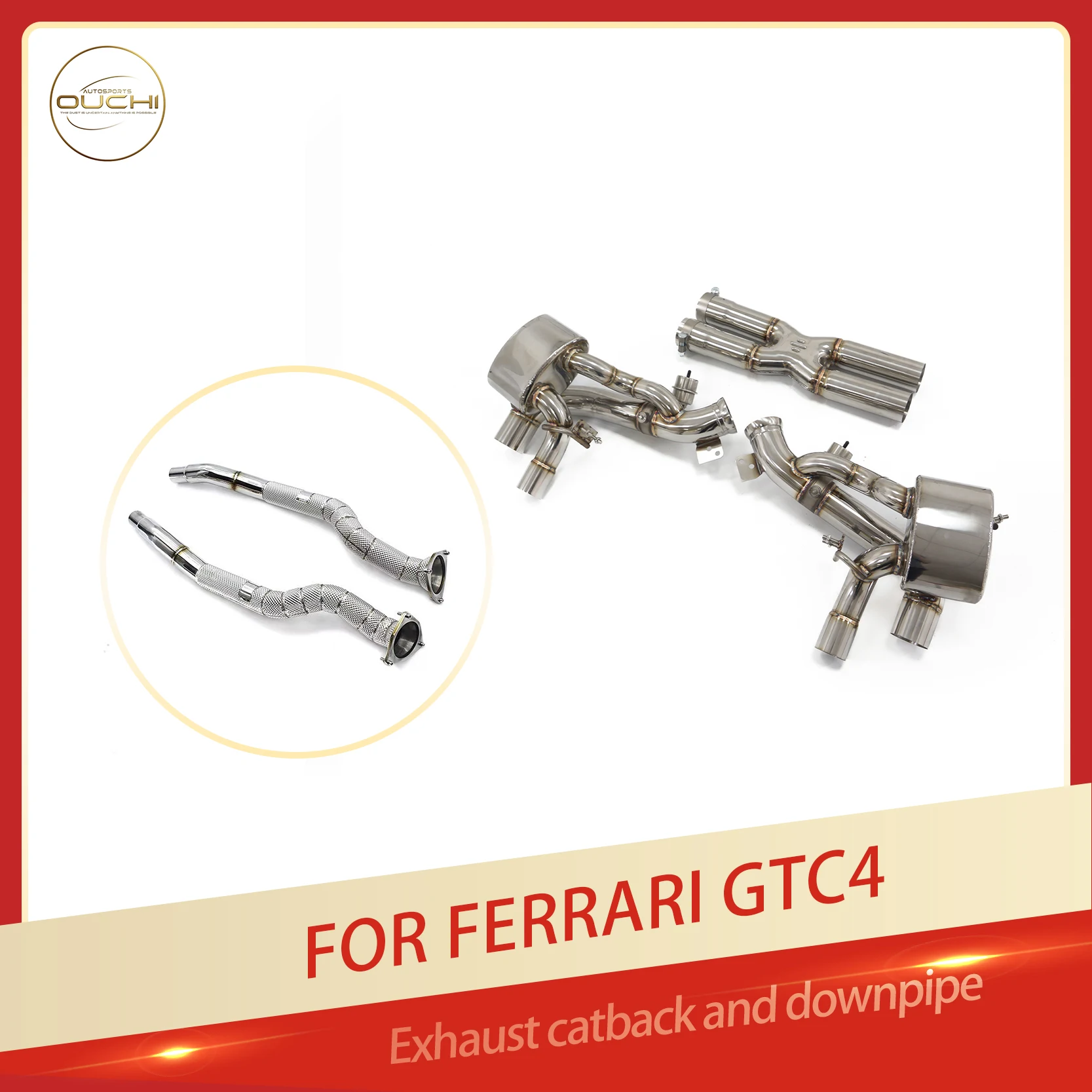 

OUCHI Factory Direct Sales SS304 Catalysis Downpipe for Ferrari GTC4 With Heat Shield Exhaust Catback Auto Parts