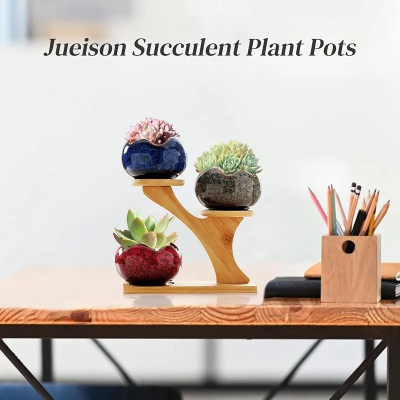 Modern Design Solid Wood Wooden Desktop Flower Stand Multi-Tiered For Succulents And Flower Pots, Office Shelf, Desktop Storage
