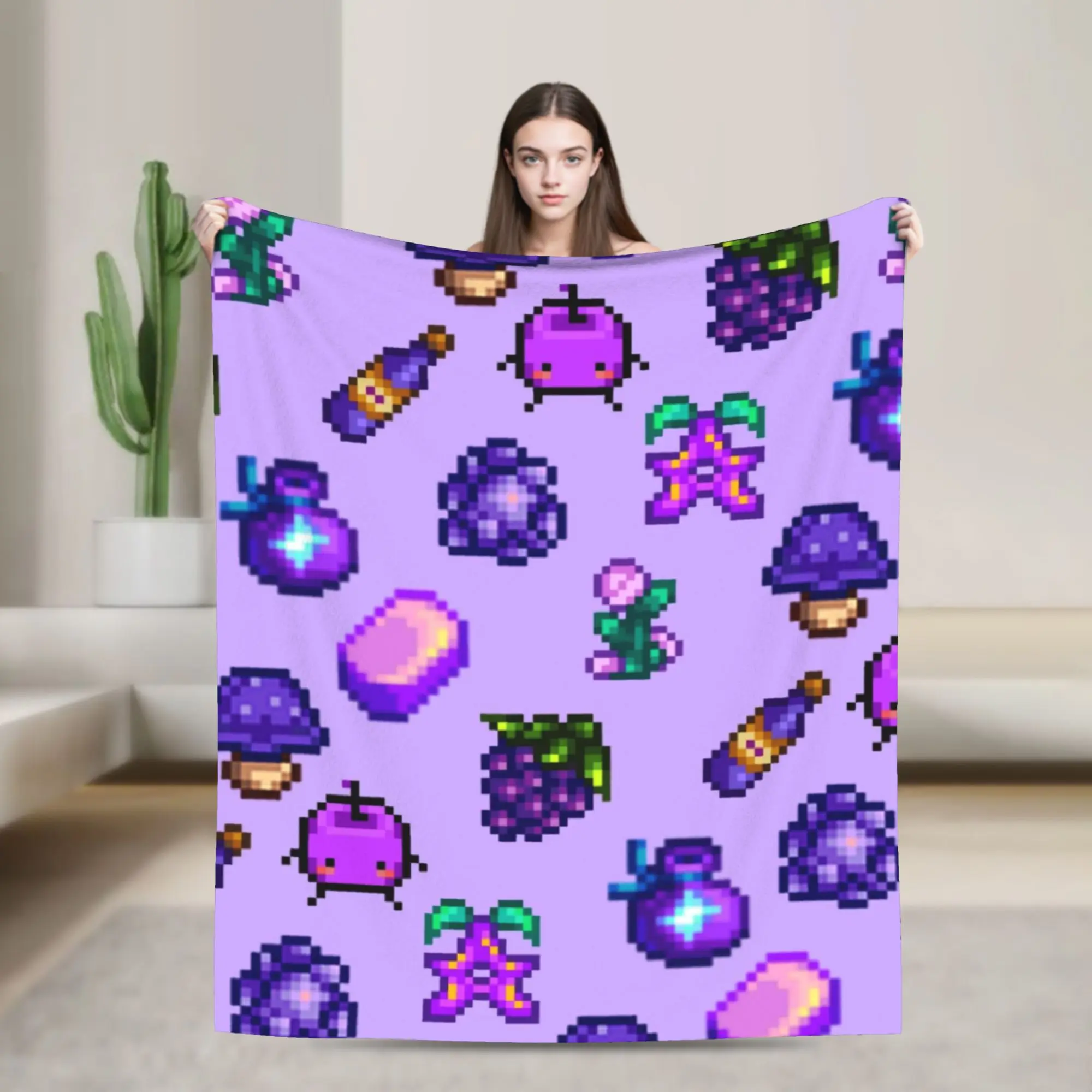 Super Soft Stardew Valley Animals Throw Blanket Premium Flannel Fleece Lightweight  Bed Blanket Warm Plush Blankets All Season