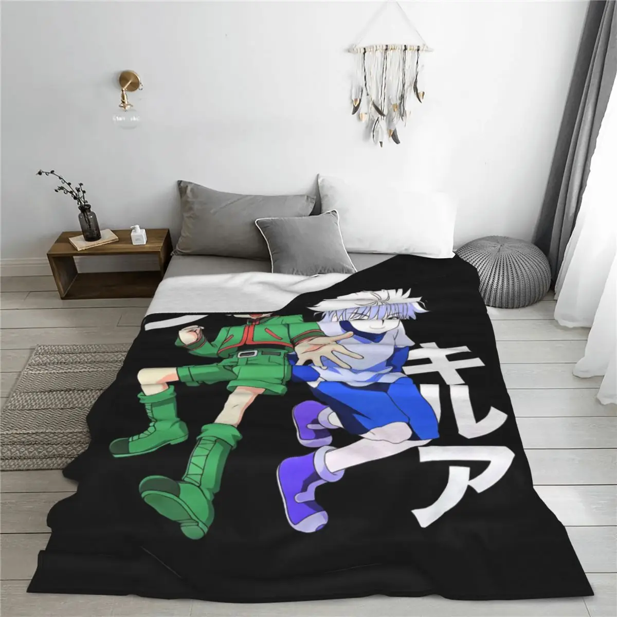 Hunter X Hunter Gon Killua Zoldyck Anime Blankets Fleece Winter Breathable Super Warm Throw Blanket for Home Office Rug Piece