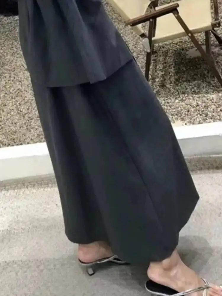 TLXT Casual Solid Color 2 Piece Set Women's V Neck Lace Up Tops A Line Loose Dress 2025 Summer New Clothing XK1410