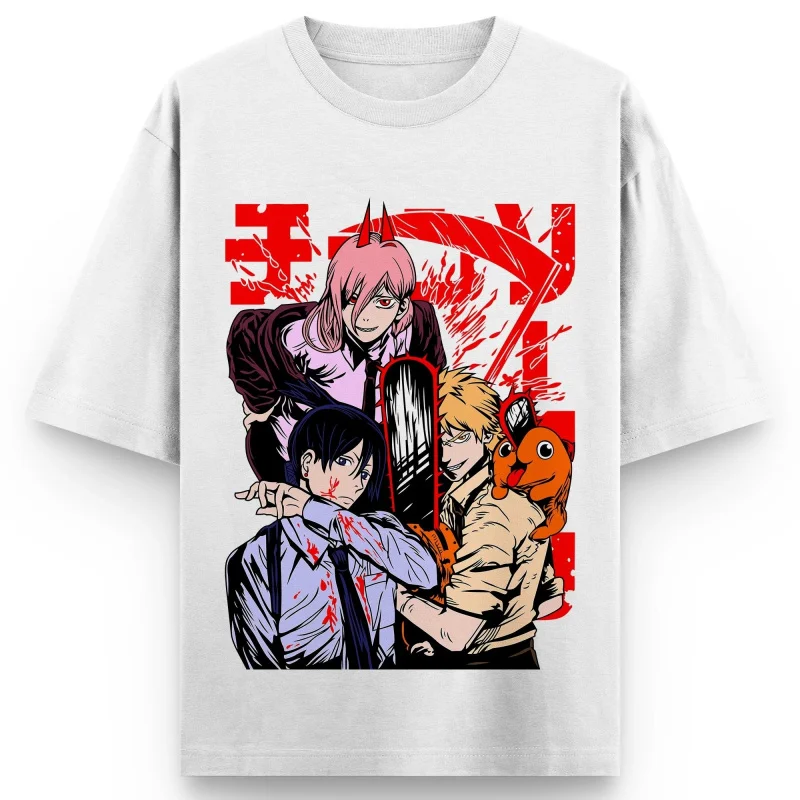 

Power Makima Denji Chainsaw Man Anime Gift t shirt 0326 DEVIL HUNTER Graphic Tee 100% cotton Y2K clothes Large size Tops S-6XL