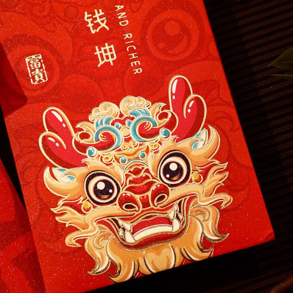 6Pcs/set Paper Dragon Zodiac Red Packet Printing Hot Stamping New Year Red Envelopes Cute Lucky Red Packets Spring Festival