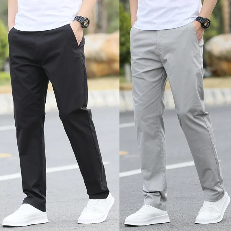 

Spring Summer Thin Cotton Casual Pants Men's Loose Straight Loose Color Large Size Breathable Trendy Long Trousers