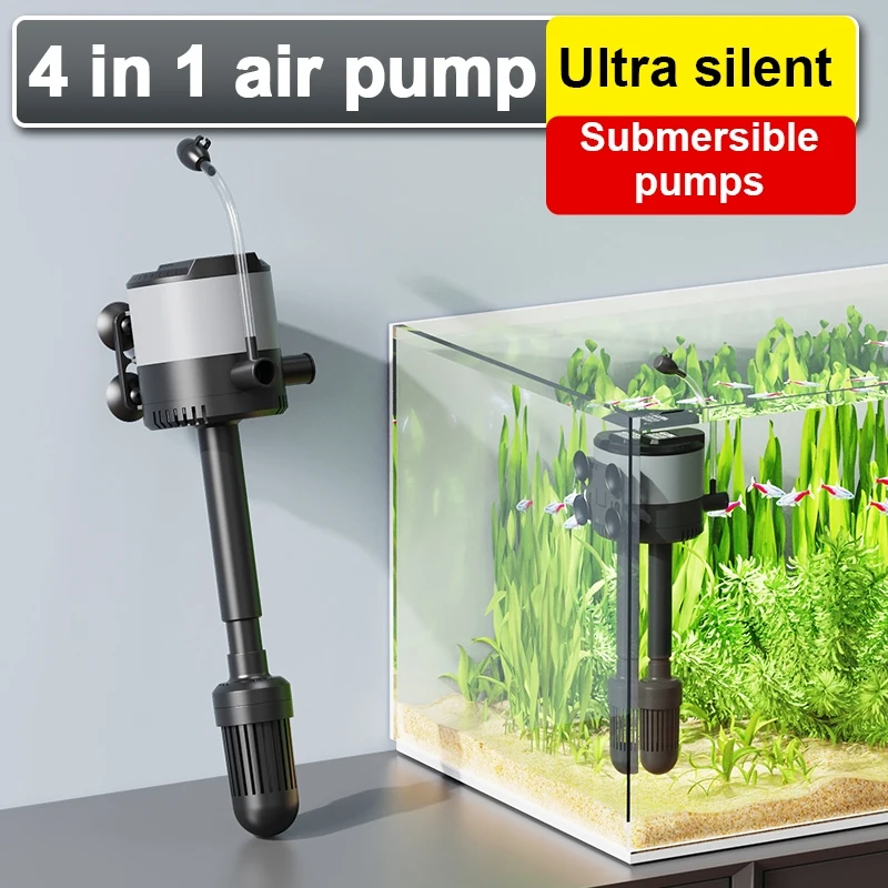 Fish Tank Filter Four in One Oxygenation Wave Pump Aquarium Fish Tank Circulation Submersible Pump Silent Water Fountain Pump