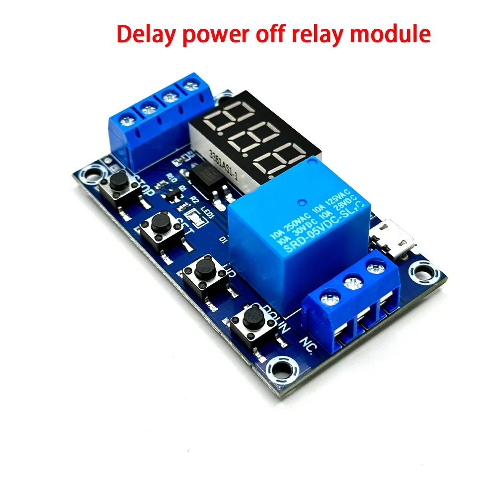 1 Channel 5V Relay 6-30V Relay Module OFF/ON Switch Trigger Time Delay Circuit Timer Cycle 999 minutes Adjustable XY-J02