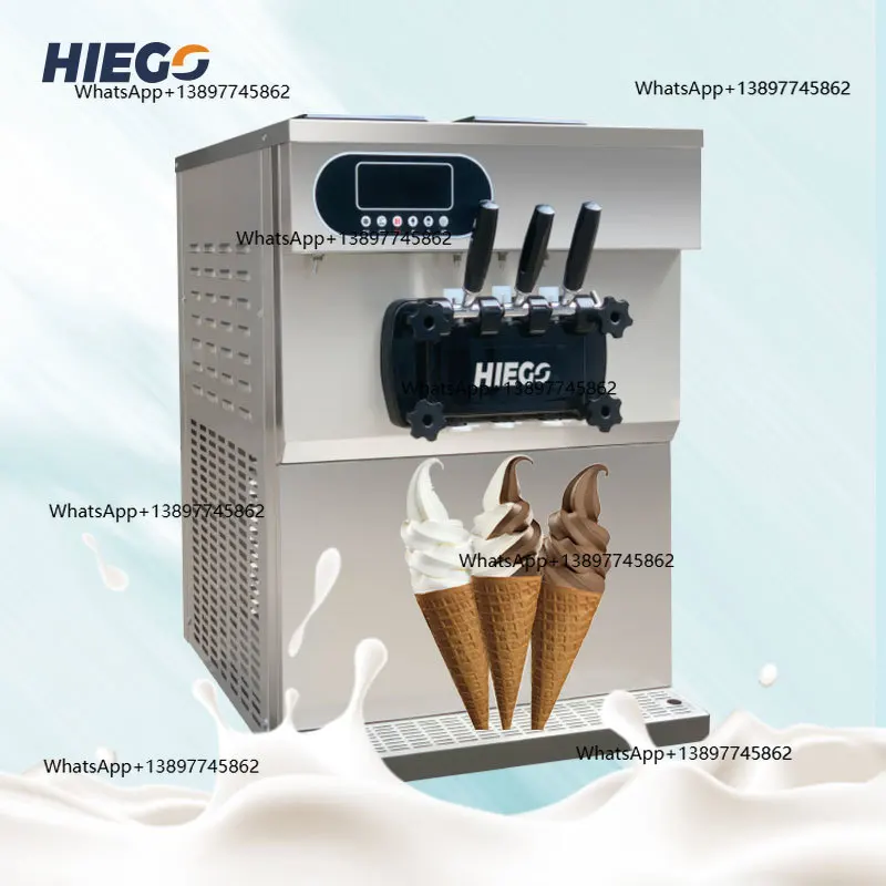 

Peiqi Commercial Table Top Icecream Gelato Making Machine Three Flavors Soft Serve Ice Cream Maker for Home Snack Food Restaura