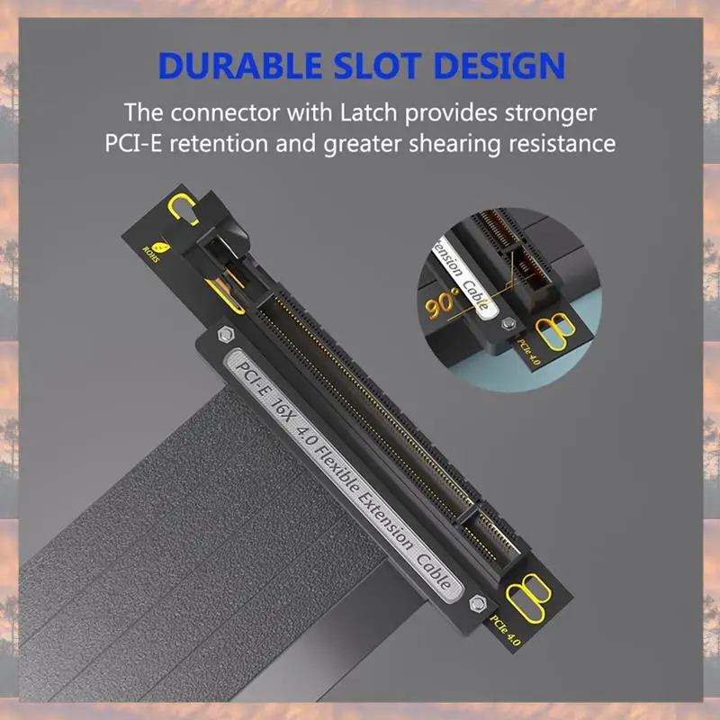 

2025 New-Extension Cable Plastic PCIE 4.0 16X 64GBS High Speed GPU Riser Cable For GPU Extension Card, (90 Degree )Length 25Cm