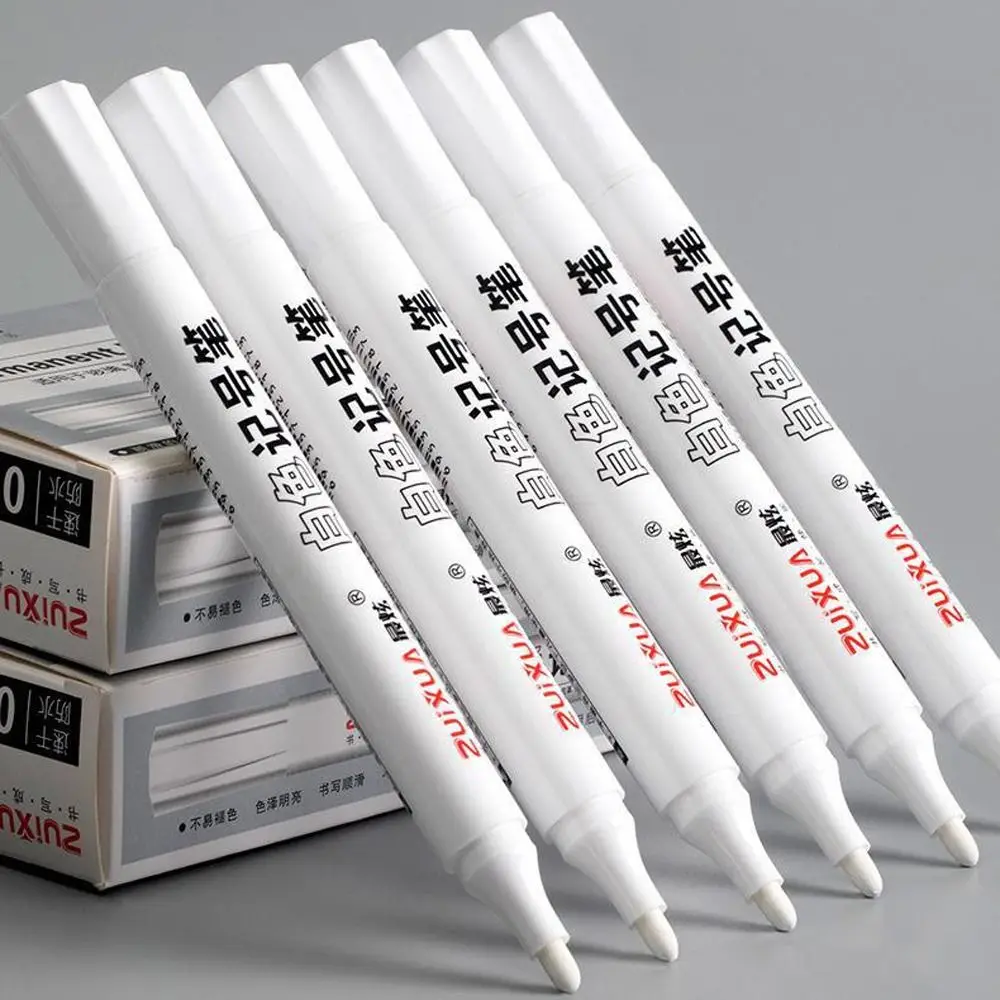 3pcs Waterproof White Permanent Paint Pen Not Easy To Fade Quick Drying White Marker Pens Smooth Writing Not Easily Deformed