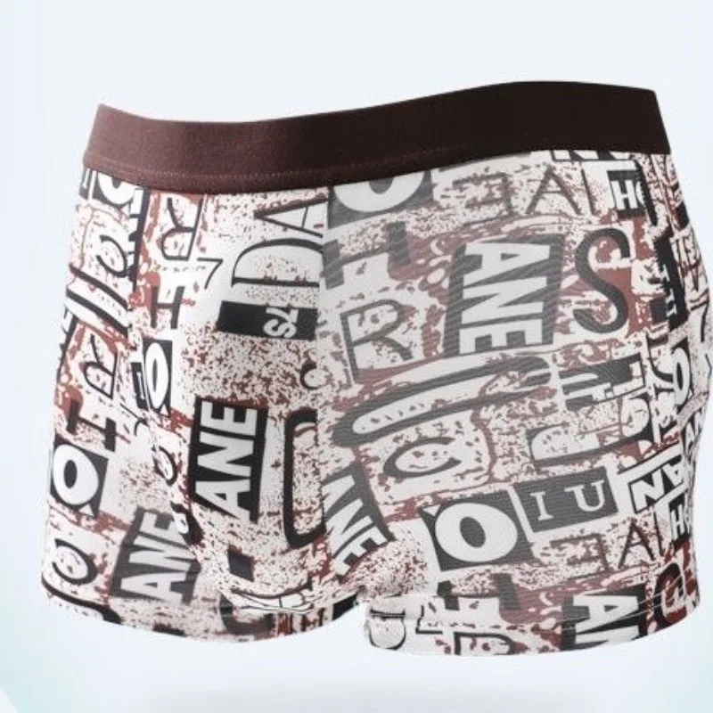 5 PCS  Four Corner Pants Men's Panties Men's Flat Corner Ice Silk Black Fattened Large Size Summer Thin Loose Fat Fat Pants