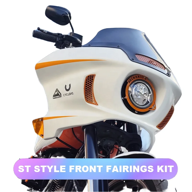 HD Softail Motorcycle Accessories ST Style High-Strength Composite Fiber Front Fairing Kit with 6 and 10 Inch Smoke Windshield