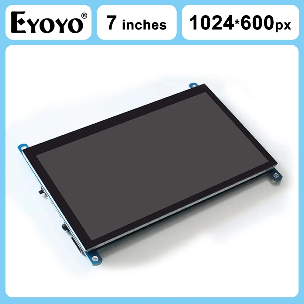 شاشة EYOYO 7 بوصة LCD HDMI Raspberry Pi 4/3/2/1 Monitor1024x600 HD شاشة تعمل باللمس بالسعة تدعم نظام التشغيل Windows Linux Raspbian