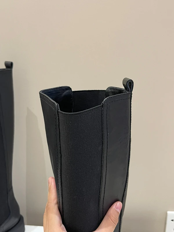 Dave&Di Fashion Girls Autumn and Winter Genuine Leather Knight Boots  High Heel Cowhide Straight Boots Elastic Boots Women