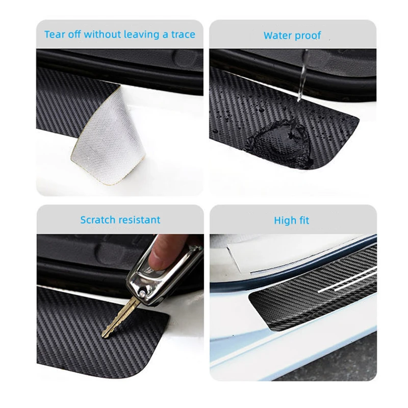 3D Carbon Fiber Car Sticker DIY Paste Protector Strip Auto Door Sill Anti Scratch Tape For Citroen C3 C4 X7 Xsara Picasso