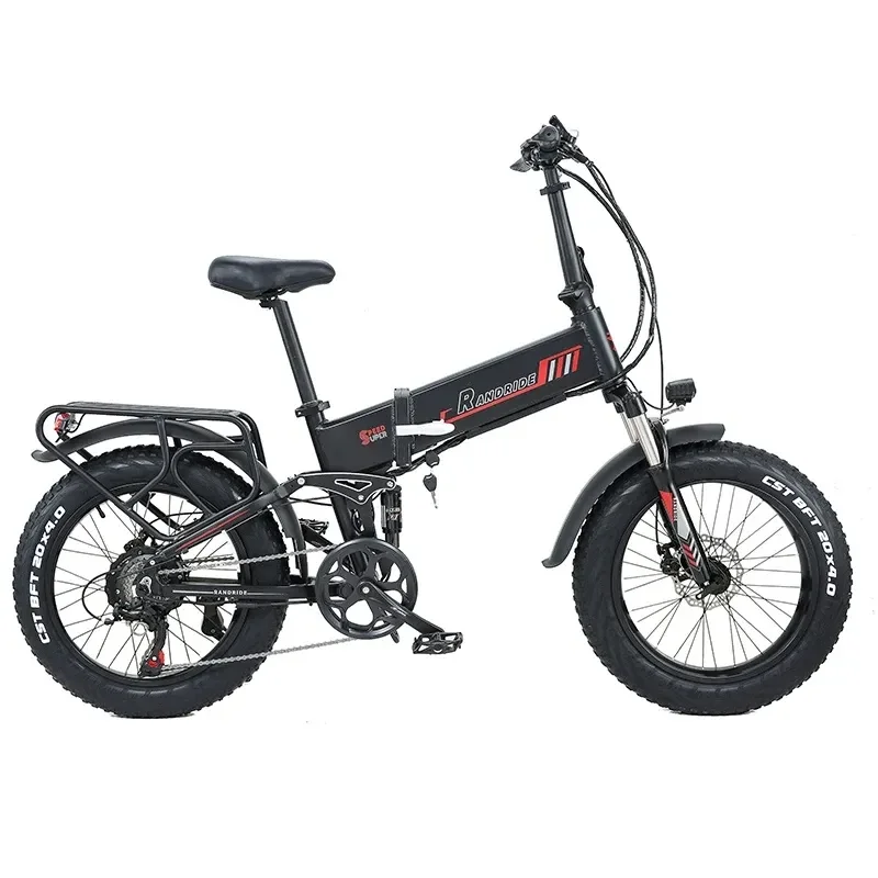 EU Stock 20 Inch Folding Fat Tire Electric Bicycle Adult 2 Seats 1000W 48V 17AH Removable Lithium Battery Electric Bike for Man