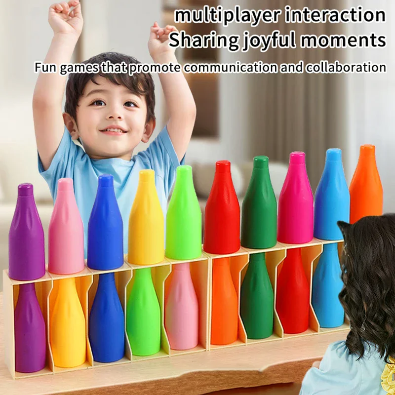 Bebidas divertidas para niños, juguetes a juego de colores, 10/20 botellas + Base, rompecabezas interactivo de entrenamiento de memoria para adivinar la primera infancia