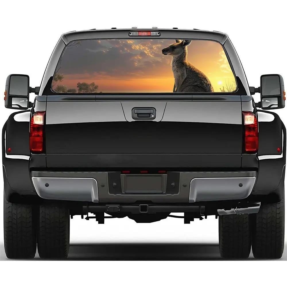 

Australian Kangaroo Creative Animal Patterns Car Rear Windshield Sticker Truck Window See Through Perforated Back Window Vinyl w