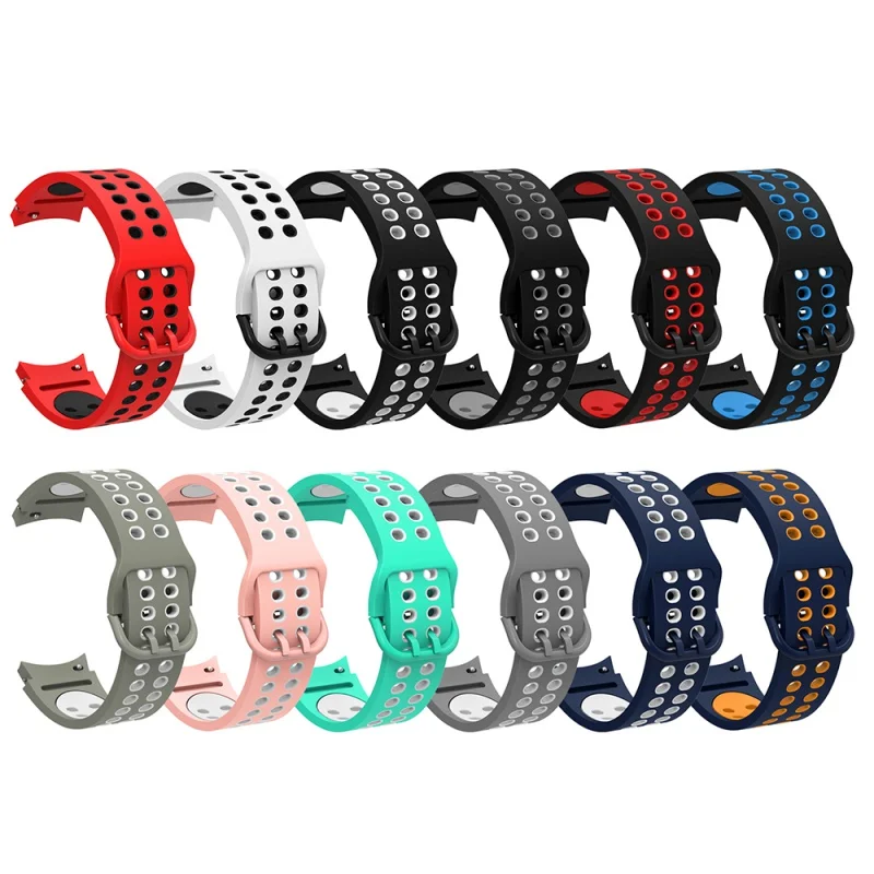 New 20mm Silicone Watchband for Samsung Galaxy Watch 4 /4 Classic Holes Rubber Replacement Bracelet Band Strap