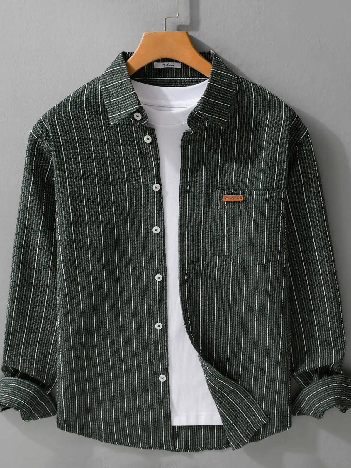 Color Woven Long Sleeve Pure Cotton Men's Shirt Stylish Retro Japanese Style  Patterned Casual Comfortable Autumn New Ar...
