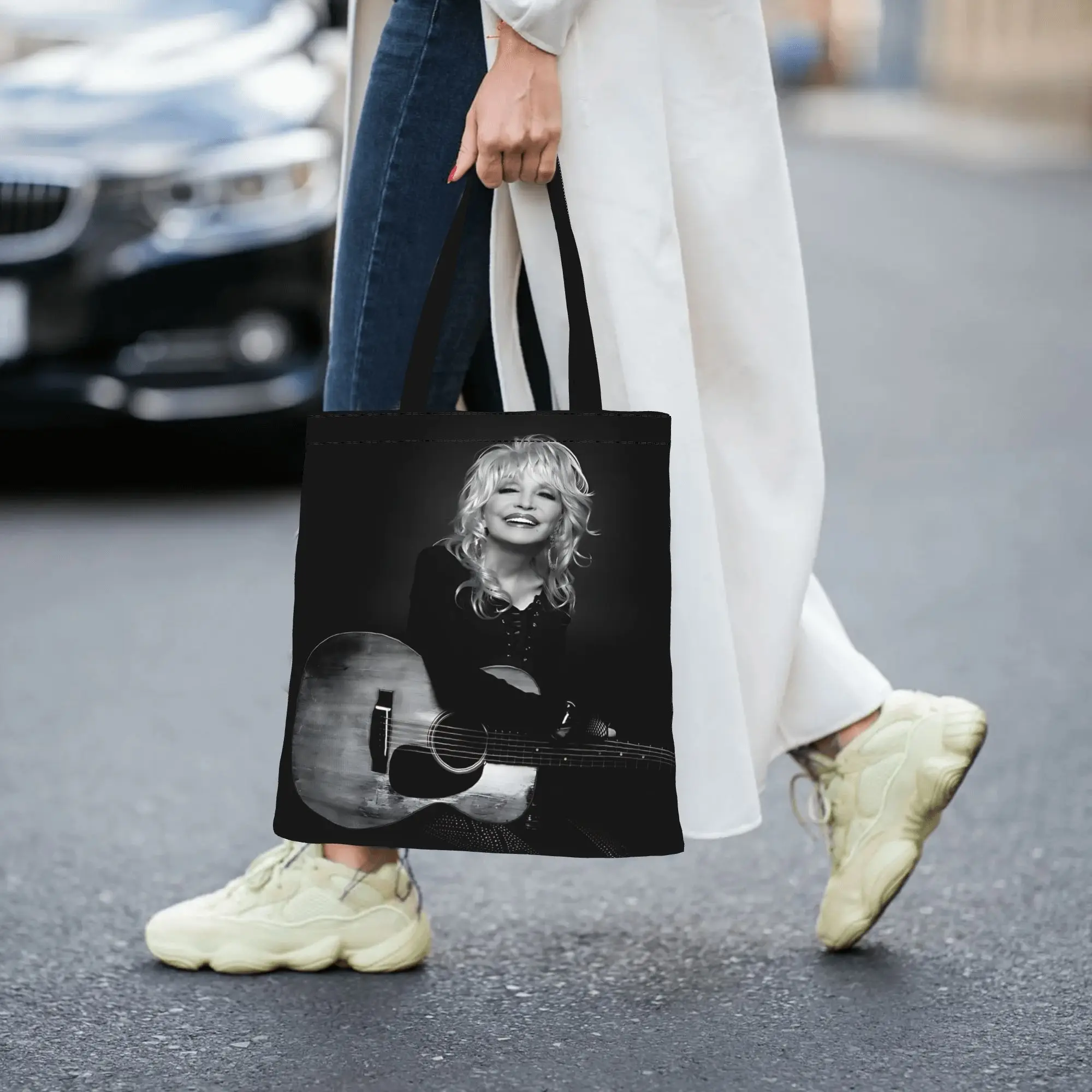 Customized Dolly Parton Women's Bag Shopping Bag Reusable Double Sided Canvas Tote Bag Shoulder  Handbag