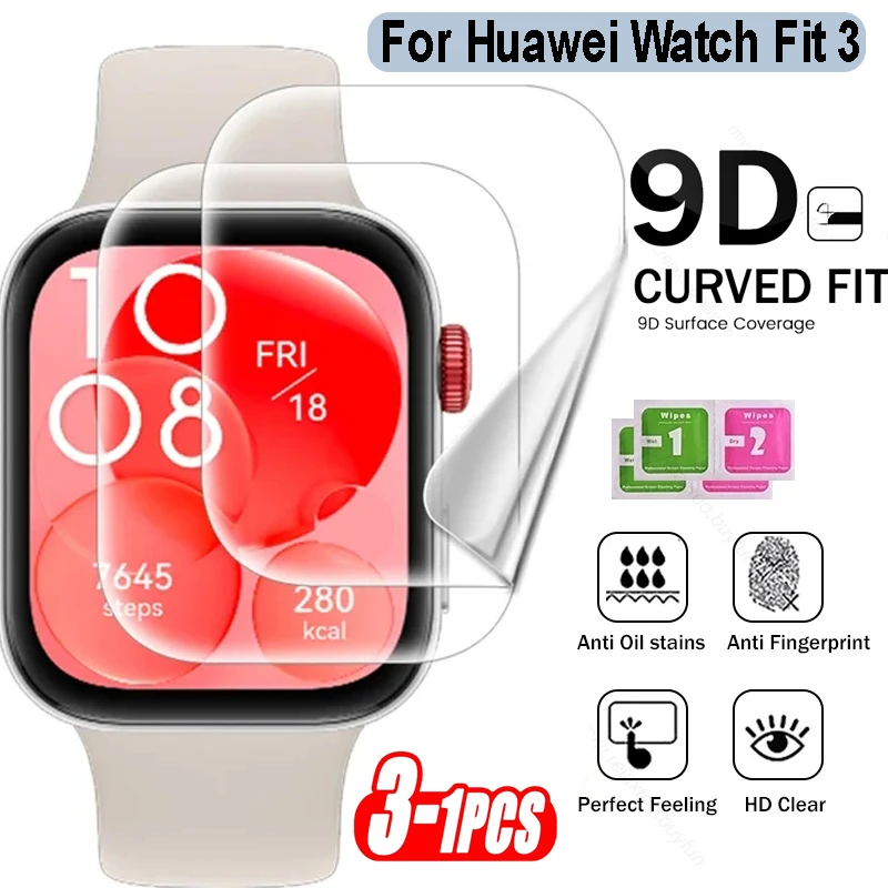 1-3 Stück Displays chutz folie für Huawei Watch Fit 3 Soft TPU Hydro gel Film für Huawei Watch Fit3 Voll abdeckung Schutz folien Abdeckung