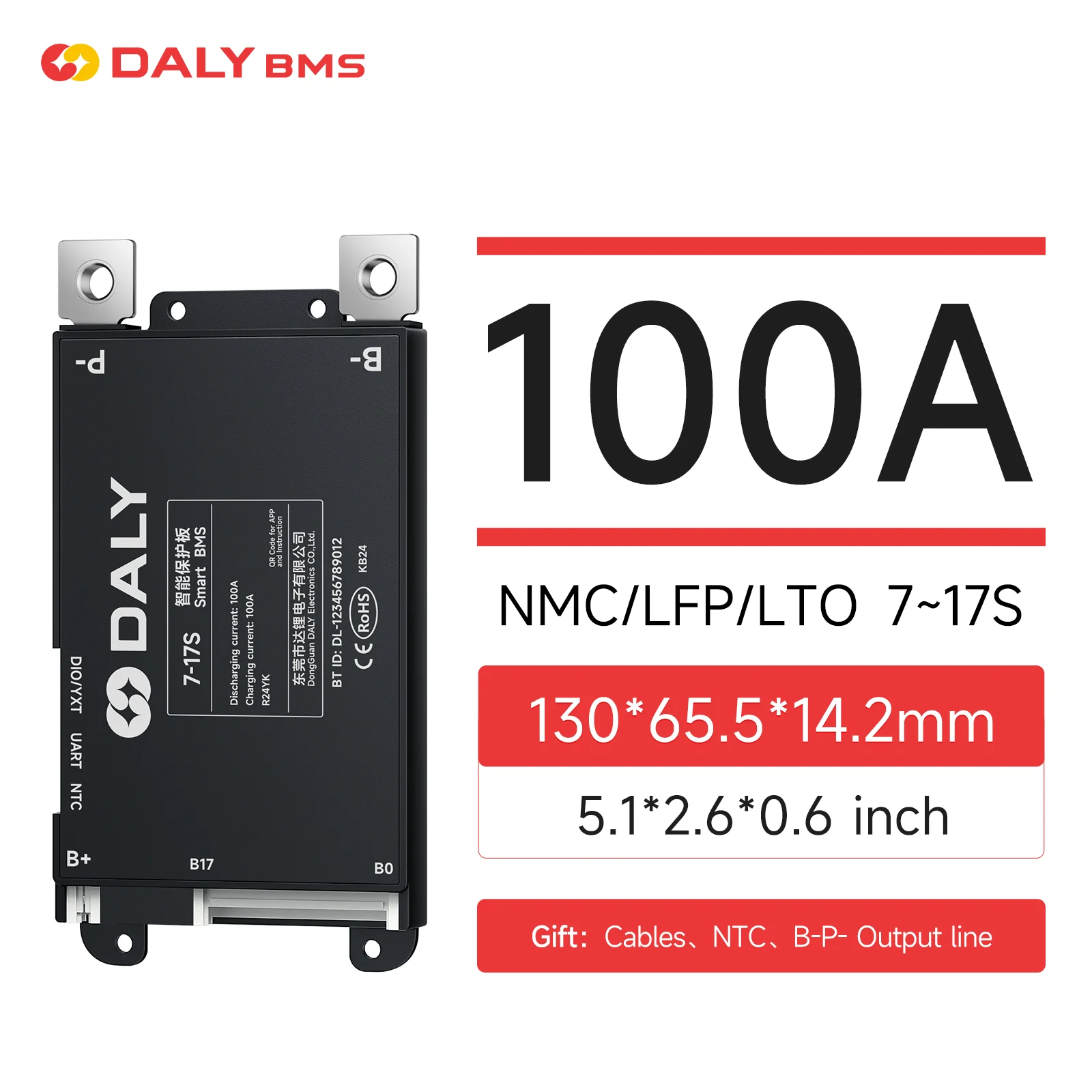 Daly Smart BMS 100A 4S 6S 8S 12S 13S 14S 16S 17S 20S 24S Bluetooth BMS LiFePo4 Li-Ion LTO Battery for ESS Electric Bike Motor image 3