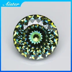 Light Green Round 100 Faceted Cut Moissanite Loose Stone Diamond Russian Bird Nest Cut Moissanite Gemstone with GRA Certificate