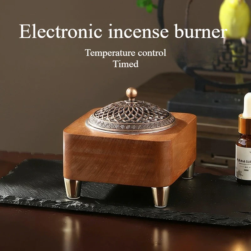 Brûleur d'encens électronique à contrôle de température programmé, en métal, pour bois de santal, chauffage électrique, aromathérapie, huiles essentielles, pour la maison