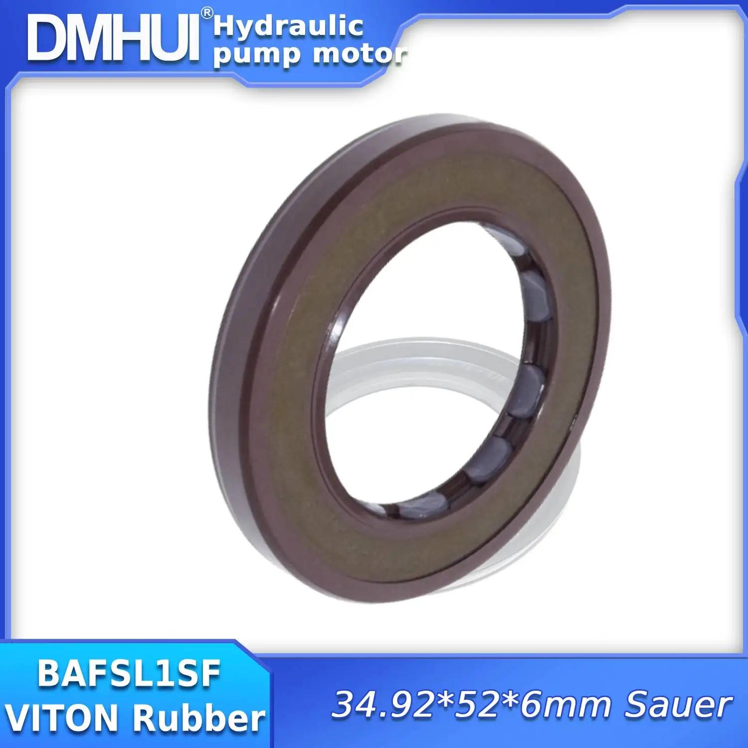 

DMHUI High Quality FKM Simmerring for Sauer 90R55 Engines BAFSL1SF 34.92x52x6mm - Double Lip Seal with Spring ﻿