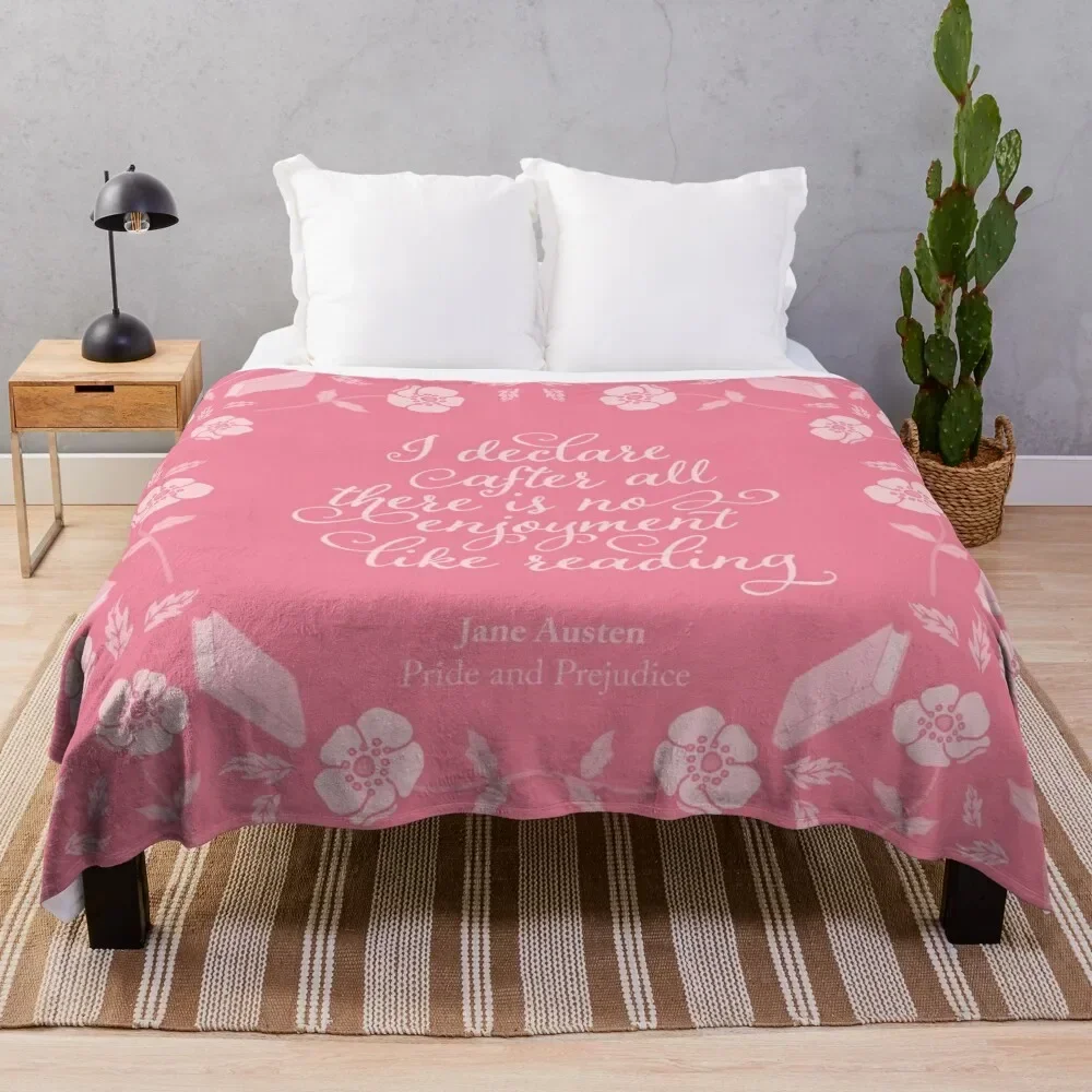 Jane Austen Pride and Prejudice Floral Bookish Quote Throw Blanket Luxury Brand Flannel Fabric heavy to sleep Blankets