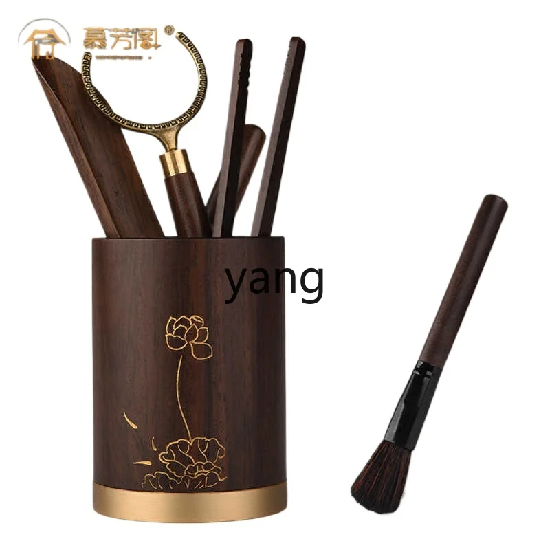 

LT solid wood Kung Fu tea set tea clip teaspoon teacup pad Pu'er tea knife set