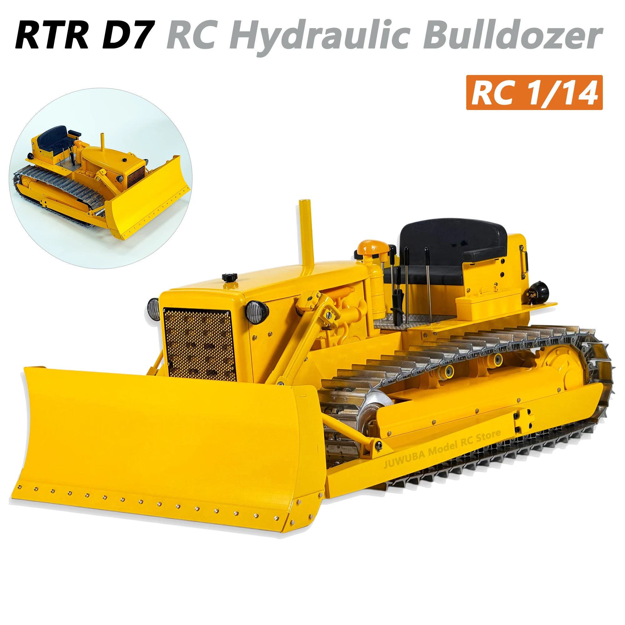 1/14 RC Hydraulic Bulldozer D7 RTR Version With Sound Light System Simulate Smoke Metal RC Dozer Engineering Vehicle Toy Model