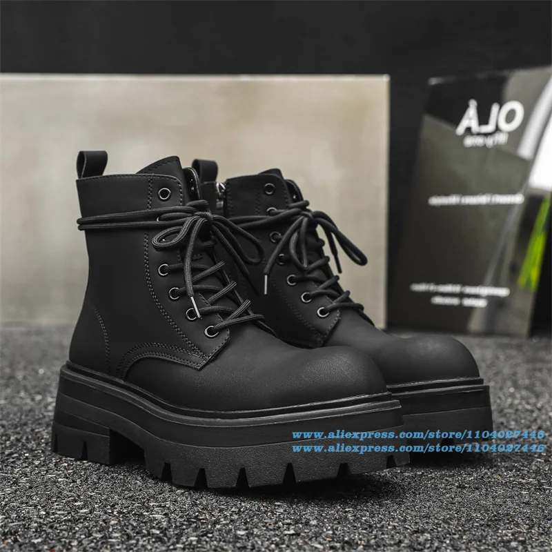 

Thick Sole Men's Boots British Style Men Trendy Luxury Handmade Height Increasing Derby Shoes Designer Style Stylish Men Shoes