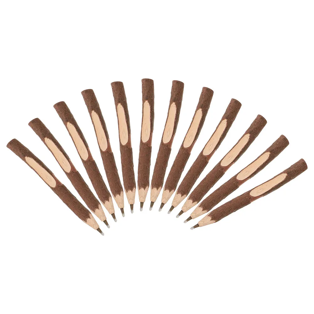 

12PCS Wooden Ballpoint Pens Natural Wood Finish Black Ink Writing Tools Ideal School Supplies Gifts Teacher Student Accessories