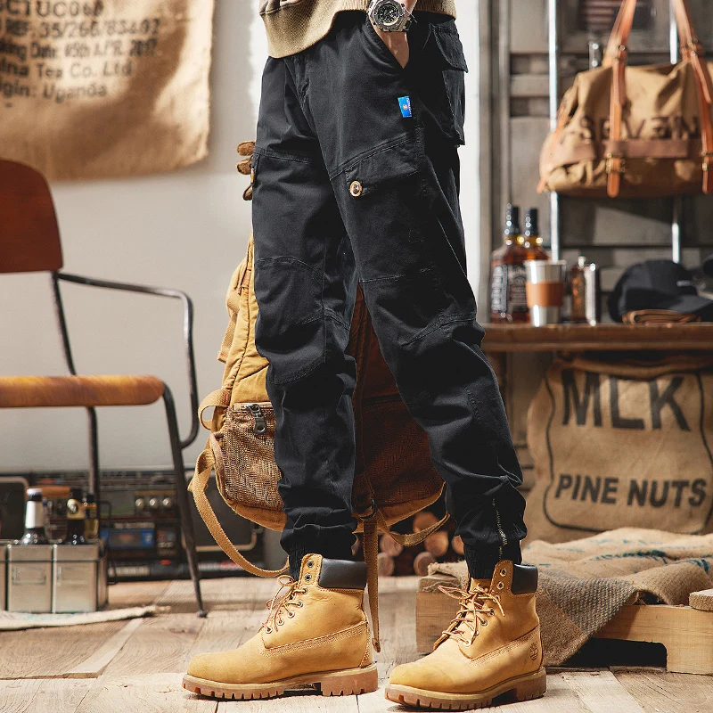 

American Retro Workwear Trousers Loose Cuffed Outdoor Men's Spring Summer Casual Pants Harlan Trendy Brand Cotton Polyester