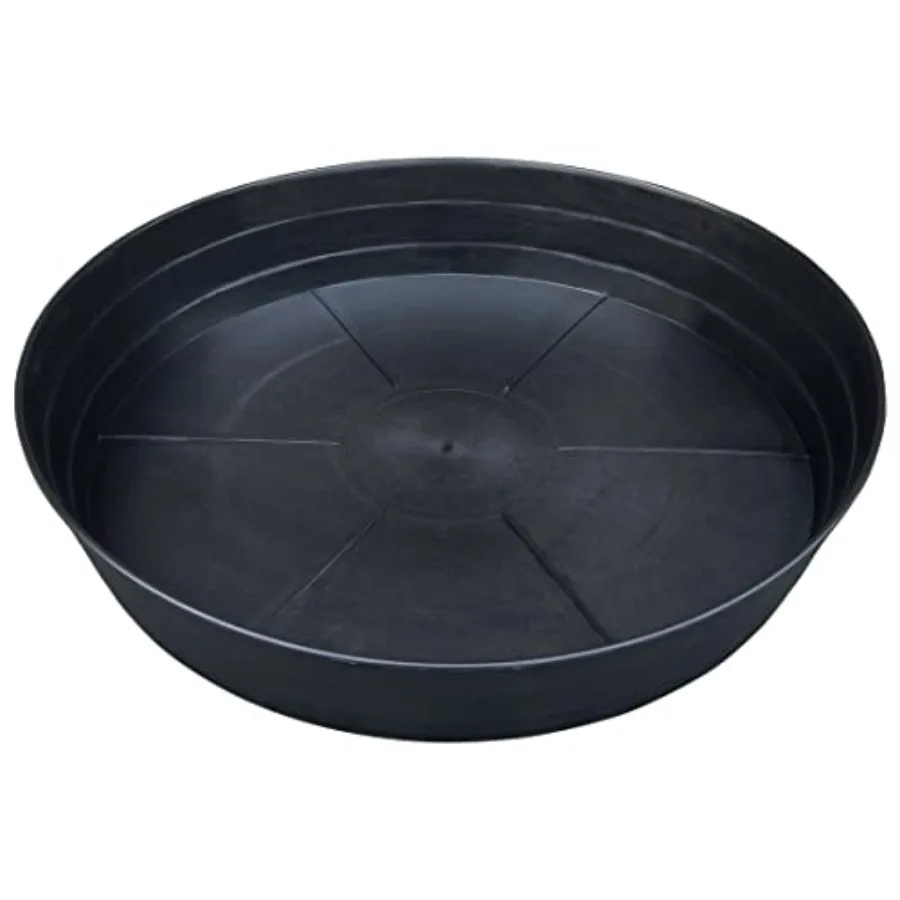 

25 Inch Extra Large Plant Saucers Extra-Deep 4.25 in Black Drip Trays for Flower Pot Heavy Duty Drainage Tray Indoors No Holes