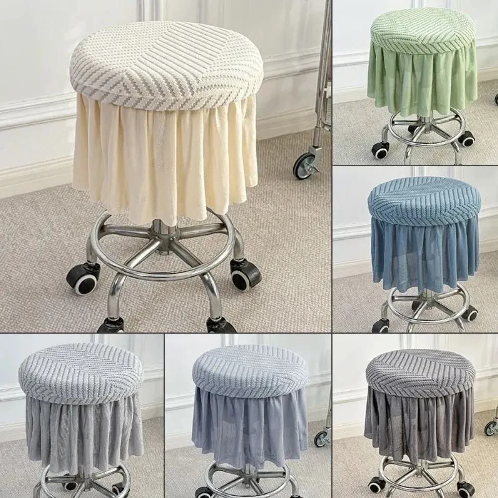 

Soft Full-Coverage Bar Round Stool Cover Elastic with Skirt Hem Round Chair Cover Non-slip Thickened Stool Cushion Cover