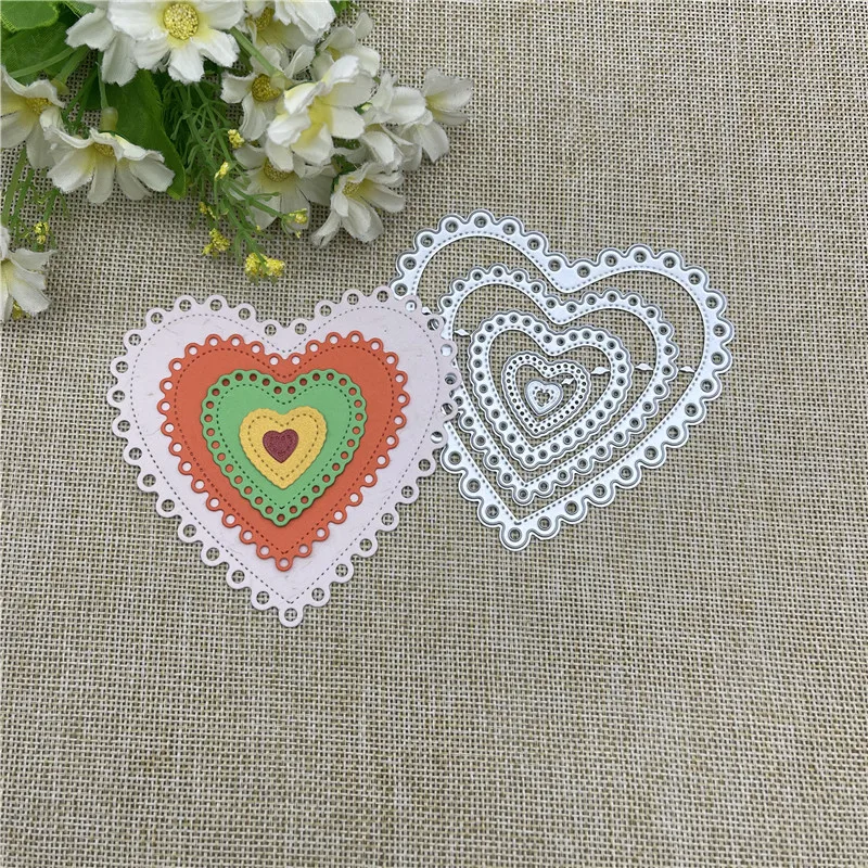 Heart-shaped Frames background Metal Cutting Dies Stencils For DIY Scrapbooking Decorative Embossing Handcraft Template