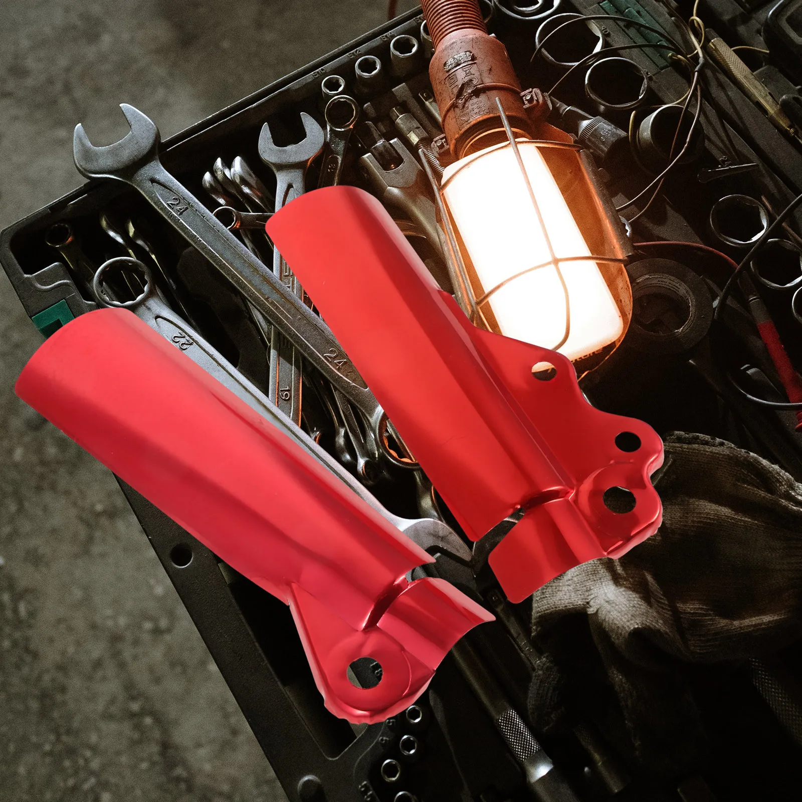 1 زوج غطاء ممتص الصدمات الأمامي سبائك الألومنيوم Splashproof دراجة نارية صدمة حامي كم أغطية معدنية متينة ل #5