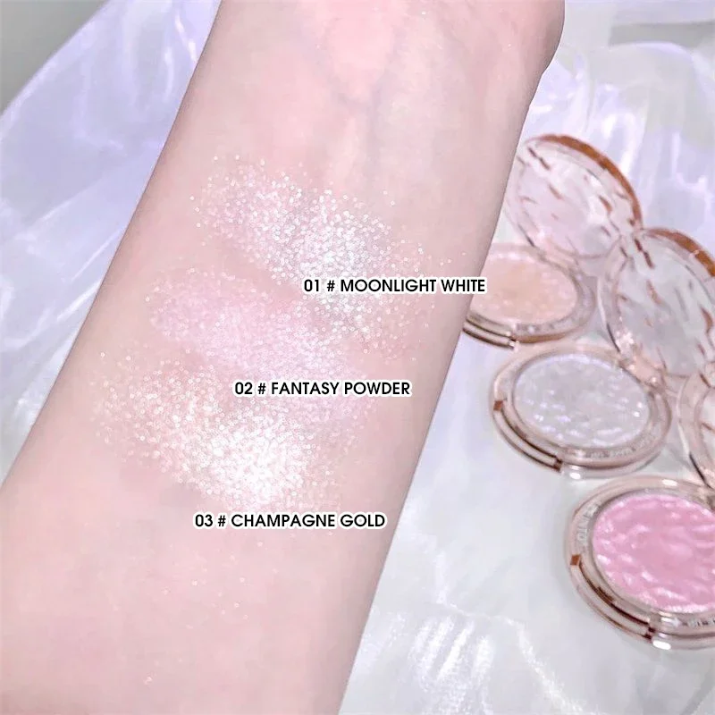 Highlighter Powder for Natural Stereoscopic Facial Makeup Multi-Use Highlighter Powder Cream Shadows with Glitter Female Makeup