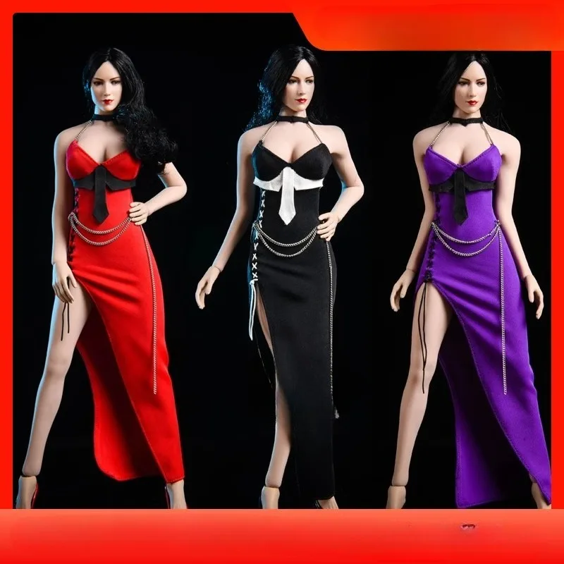 

1/6 Female Soldier Party Evening Dress Backless High Fork Three Colors Clothes Model for 12" Figure Outfit PH TBL Doll