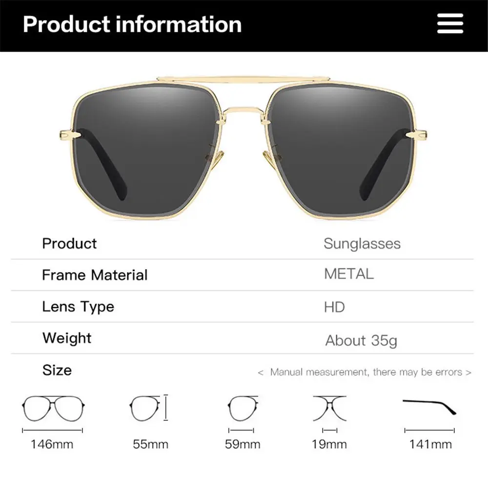 نظارات شمسية عصرية بإطار معدني للقيادة كبيرة الحجم مضلعة، نظارات شمسية مستقطبة للرجال، ظلال للرجال
