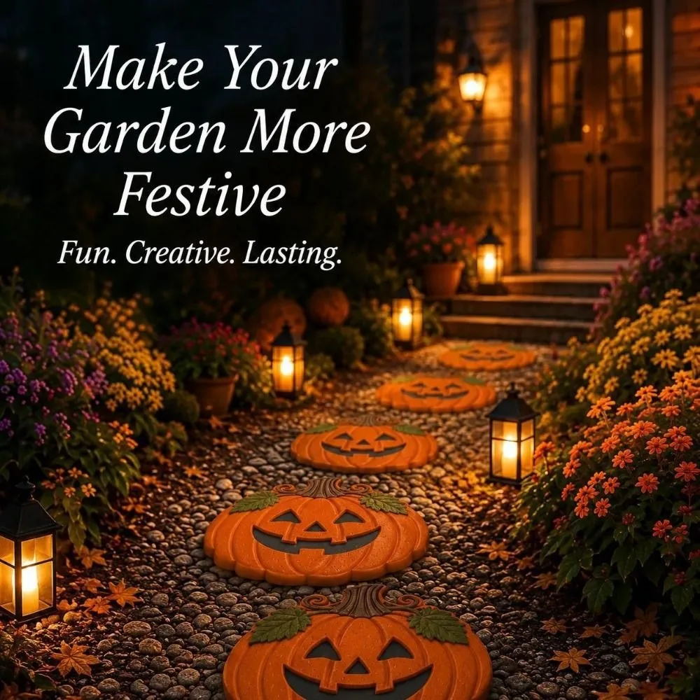 Reusable Pumpkin Stepping Stone Mold Pumpkin Shape DIY Garden Craft Path Paver Mold Outdoor Decor DIY Concrete Paver