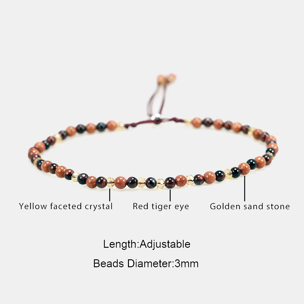 Red Tiger Eyes Beads Bracelet for Women Natural Stone Multifaceted Crystal Handmade Braided  Friendship Charm Bracelets