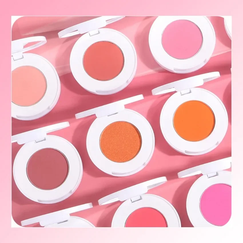 프라이빗 라벨 12색 블러셔 프레스드 파우더 맞춤 로고 롱래스팅 내추럴 메이크업 도매 비건 화이트 패키지