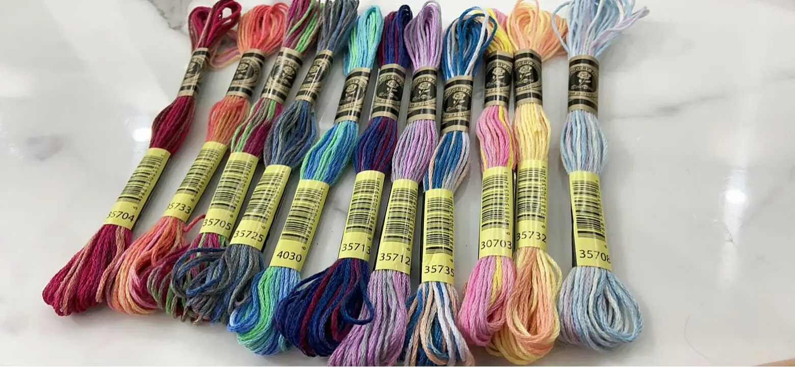 Variegated Cotton Embroidery Floss 6 Strands 8 Meters Per Skein Color Variation Cross Stitch Thread 41 DMC Colors In 4 Sets