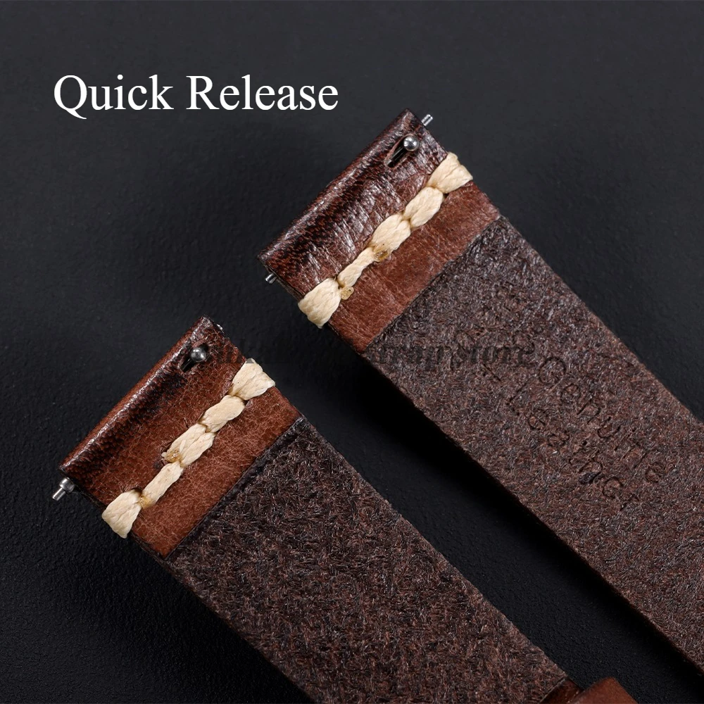 Кожаный ремешок ручной работы 18 мм, 20 мм, 22 мм, 24 мм, быстросъемный ремешок для часов Seiko, ремешок для часов Omega, браслет для умных часов, мужской и женский ремень